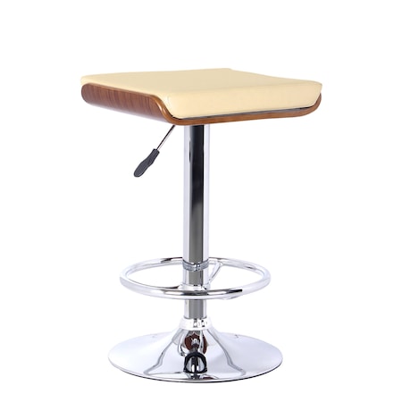 Armen Living Java Barstool in Chrome finish with Walnut wood and Cream Faux Leather LCJABACRWA